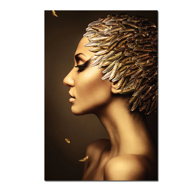 

Wall Abstract Decoration Copper Makeup Woman Canvas Painting Wall Art Posters and Prints Living Room Frameless