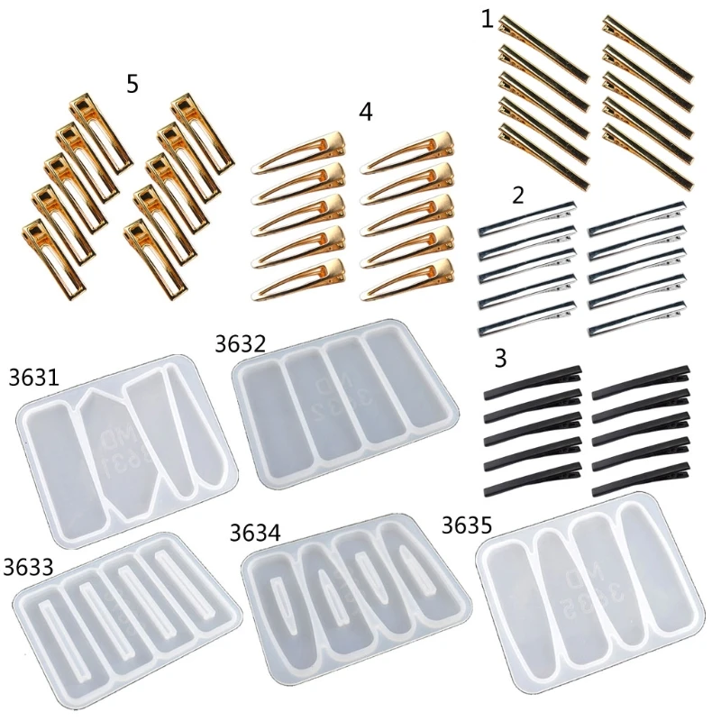 

Barrette Hair Clip Silicone Epoxy Resin Mold Hair Pin Jewelry Casting Mold Tools
