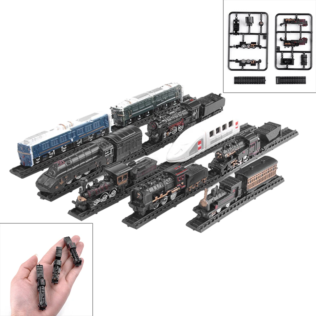 

Set of 9pcs 1:1200 Assembly Train Toys Lotomotive Freight Train with Track