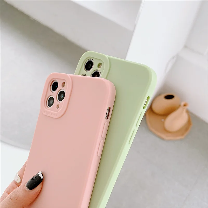 

Phone Case For iPhone 11 Pro Max X XR XS Max 7 8 Plus 12 Pro Max Candy Color Camera Protection Back Cover