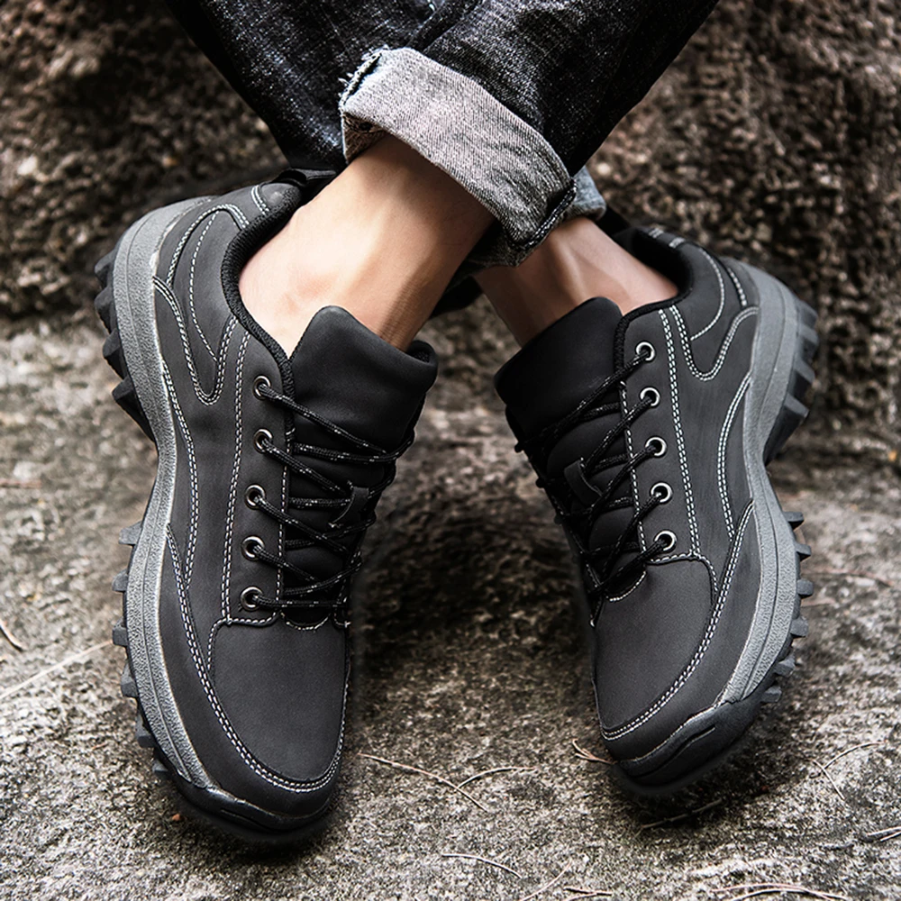 Мужские кожаные ботинки на платформе повседневная обувь с низким верхом плоской