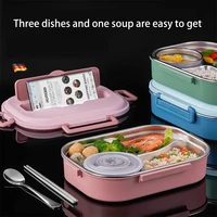 lunch box with bag thickened interval bento box leakproof insulation student office workers lid lunch box