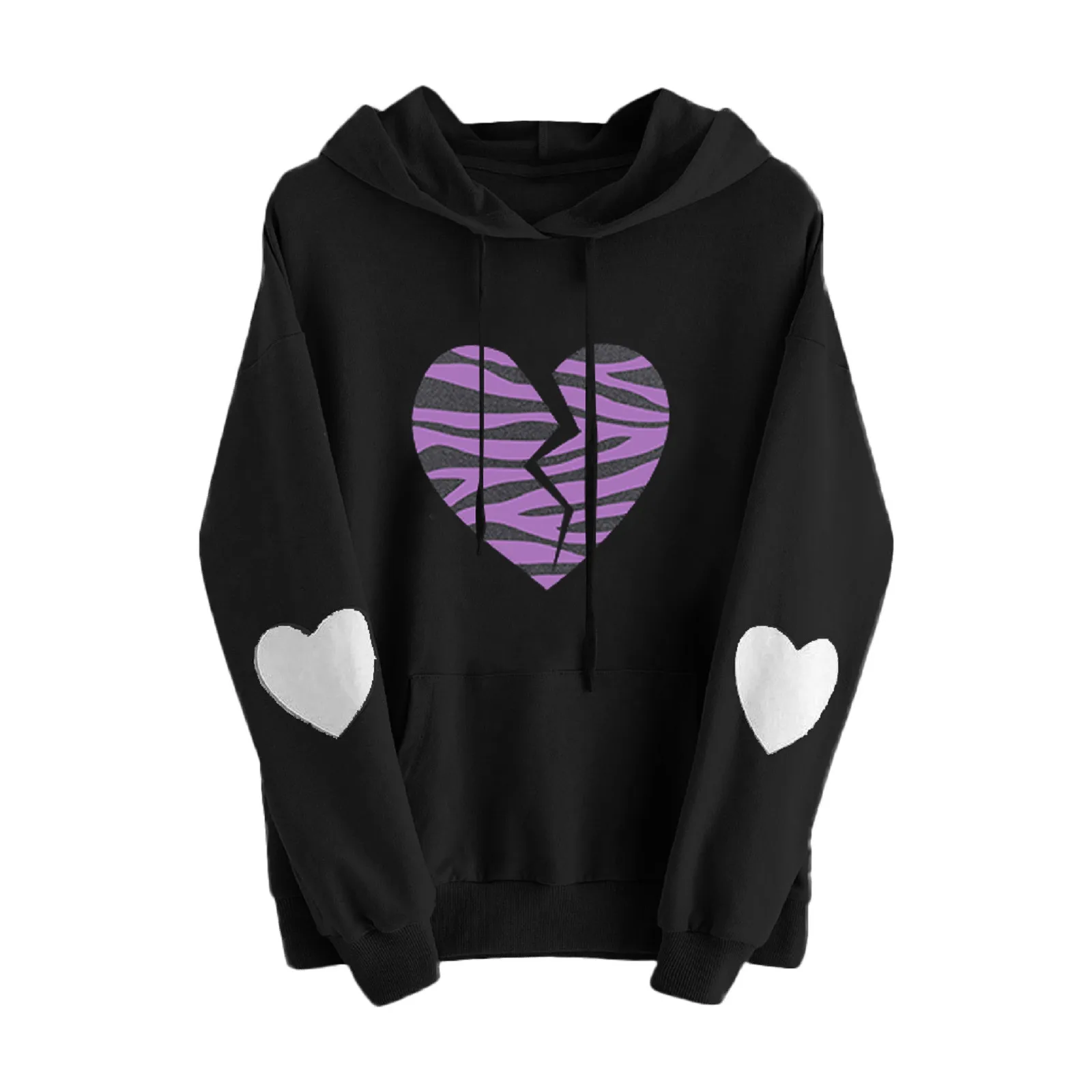 

Womens Long Sleeve Heart Pocket Hoodie Sweatshirt Jumper Pullover Tops Blouse