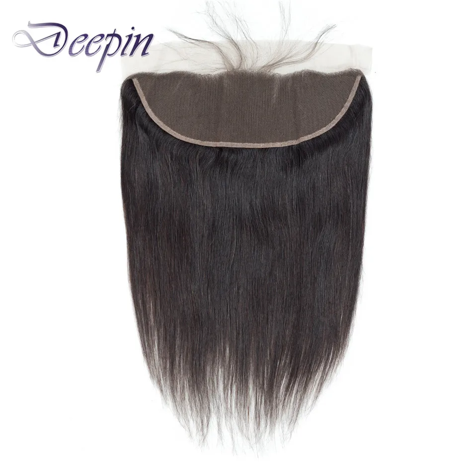 Deepin Straight Hair Ear To Ear Lace Closure 13x4 Lace Frontal 20 22 Inch Natural Color Non-Remy Brazilian Human Hair For Women