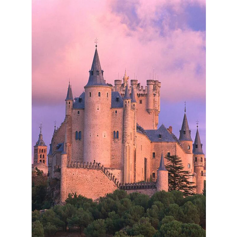 5D DIY алмазная живопись Иисус церковь замок камни в форме ромба/круглый