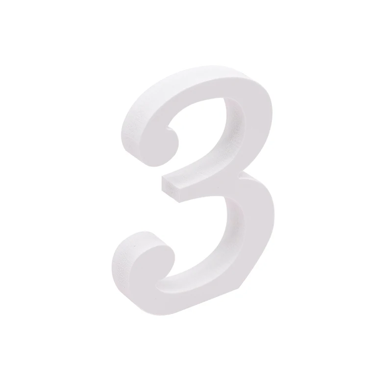 number 3 1 шт. 10 см 3D белые деревянные буквы свободно стоящие деревянные изделия Алфавит для свадебной вечеринки на день рождения DIY ремесло поставки персональное имя дизайн 75 - Цвет: number 3