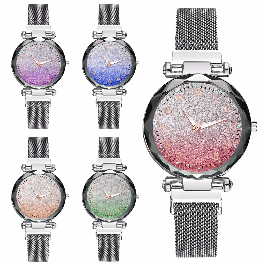 Женские часы Звездное небо с магнитной пряжкой градиентные светящиеся арабскими