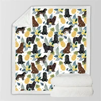 cute newfoundland premium fleece blanket 3d printed sherpa blanket on bed home textiles