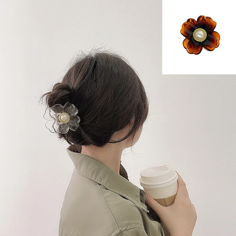 

Заколки для волос в форме милых цветов для женщин и девушек, заколка-краб для волос, шикарная Заколка-краб с жемчугом, женская шпилька для во...