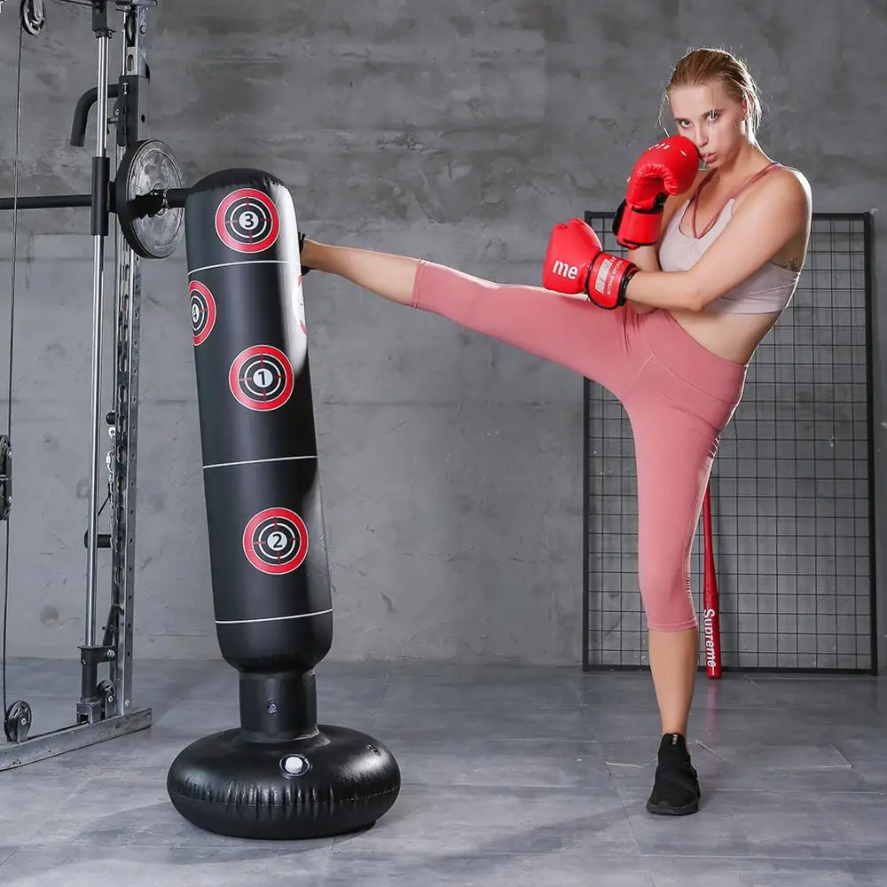 Боксерский мешок 160 см надувной тумблер с свободной подставкой для тренировок в