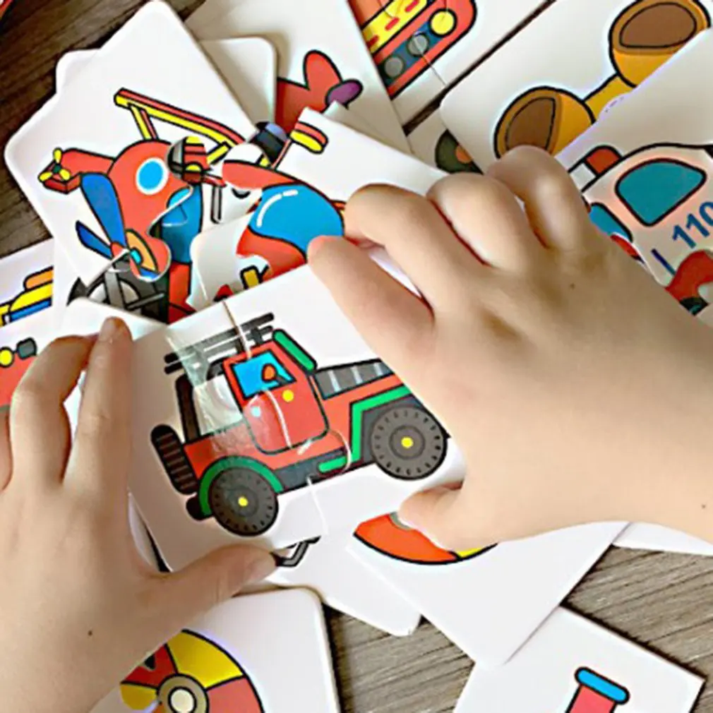 

32pcs Kids Fun Matching Puzzle Cognitive Card Toy Animal Traffic Fruit Vegetable Early Education Enlightenment Learning Cards