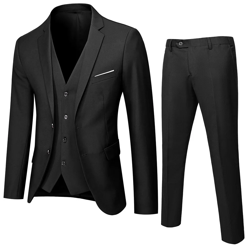 

Men's Suit Sets Korean Slim Groom Wedding Prom Dress Business Banquet Party High-quality Three-piece Set Suits Jacket,Vest,Pants