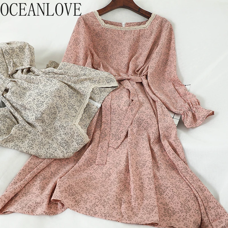 Женское шифоновое платье с длинным рукавом OCEANLOVE длинное трапециевидной формы