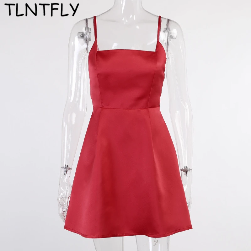 

Fairy Strap Dress Elegant Party Mini Dresses Woman Summer 2021 Sexy Sling Open Back Low-Cut High-Waist Zipper Club Streetwear