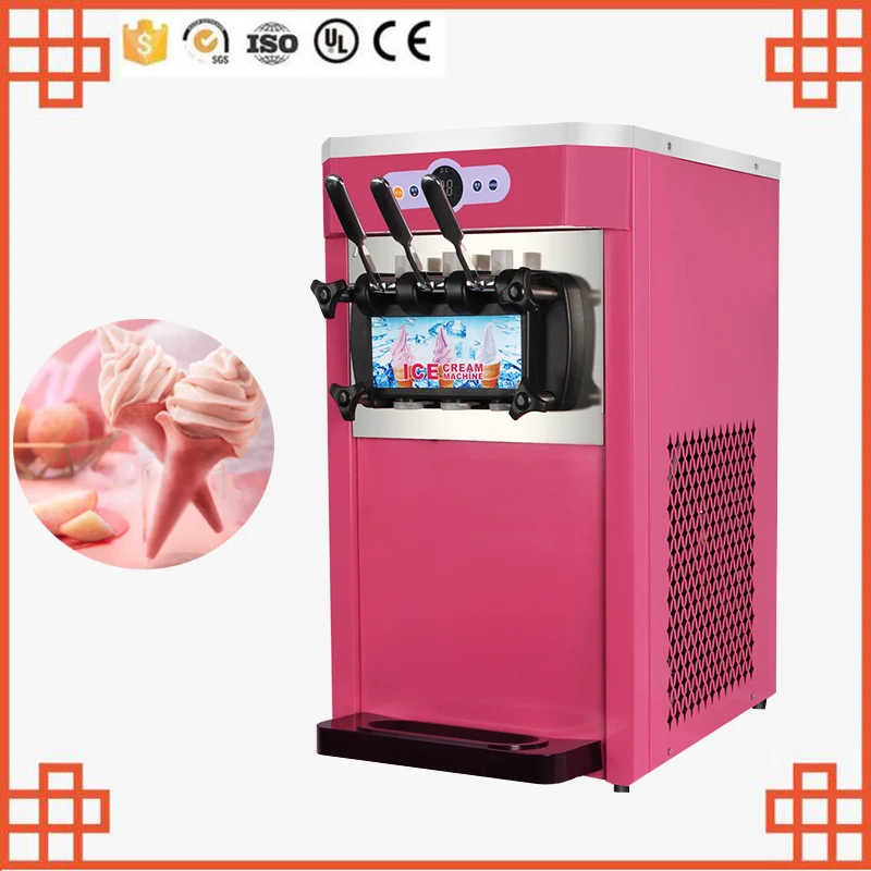 

220V Small Ice Cream Machine Tricolor Ice Cream Maker Commercial Stainless Steel Desktop Sweet Cone Freezing Equipment