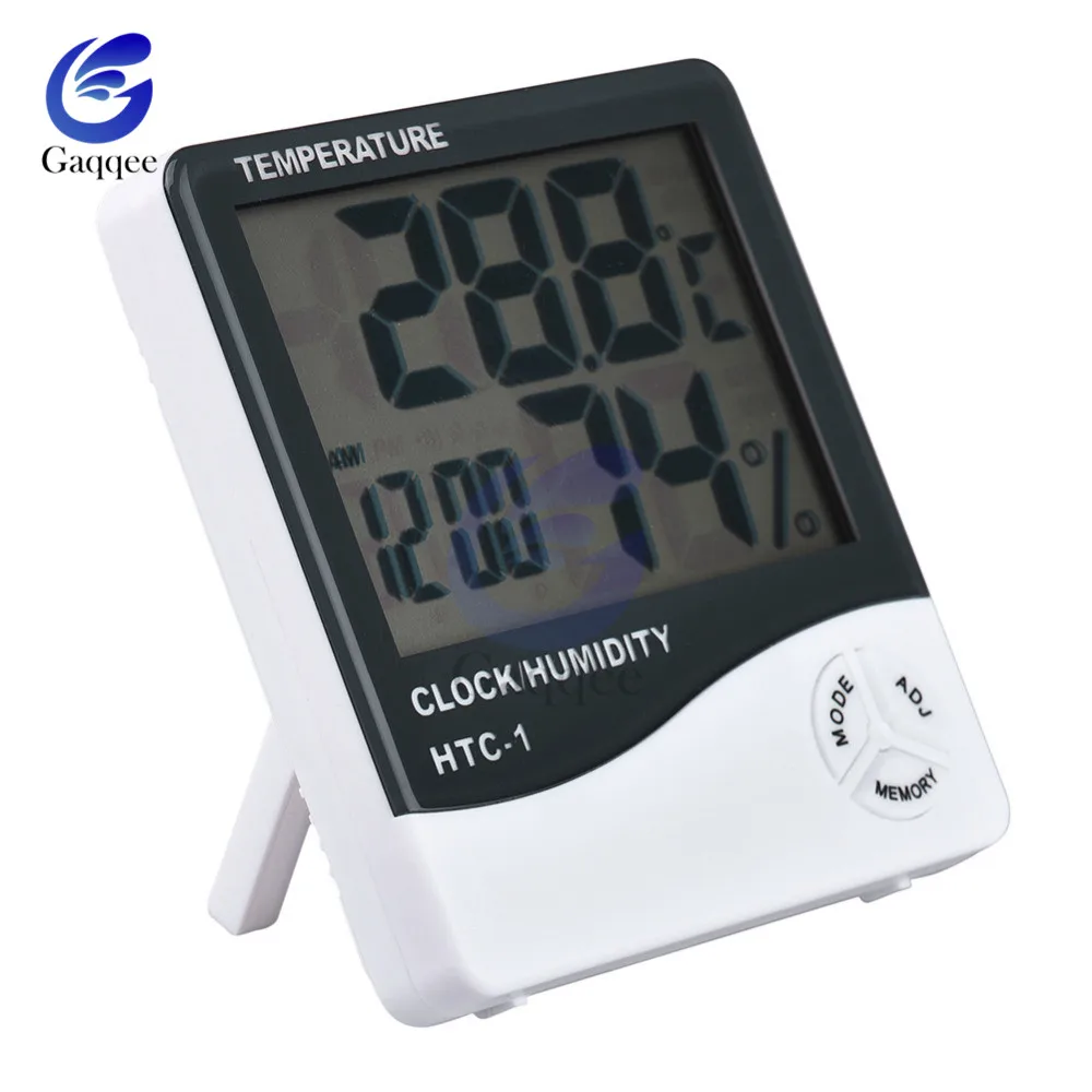 for htc 1 indoor room lcd electronic temperature humidity meter digital thermometer hygrometer weather station alarm clock free global shipping