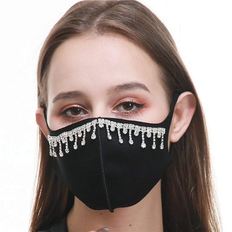Women New Fashion Rhinestone Face Mask Ear Loop Breathable Mouth Outdoor Dustproof Washable Reusable | Аксессуары для одежды
