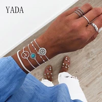 yada ins 5 pcsset silver color wave sign braceletsbangles for women bracelets charm crystal bohemian jewelry bracelet bt200023