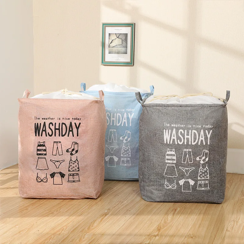 

Foldable Laundry Basket Portable Dirty Clothes Organizer Drawstring Storage Basket High Capacity Collapsible Folding Basket
