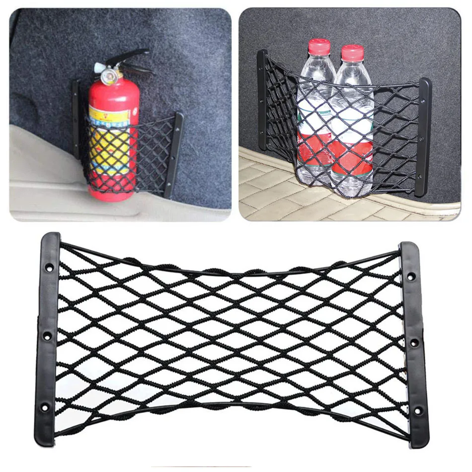 

35x18cm Nylon Storage Mesh Car Auto Rear Trunk Elastic Fire Extinguisher Luggage Organizer Universal Mounting Cargo Net
