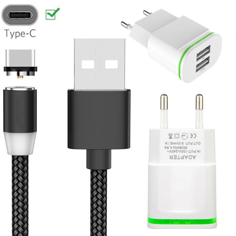 Магнитный зарядный кабель USB type C для huawei P Smart Z P20 lite P30 Pro Honor 20 10 с 2 портами USB быстрая зарядка зарядное устройство для телефона