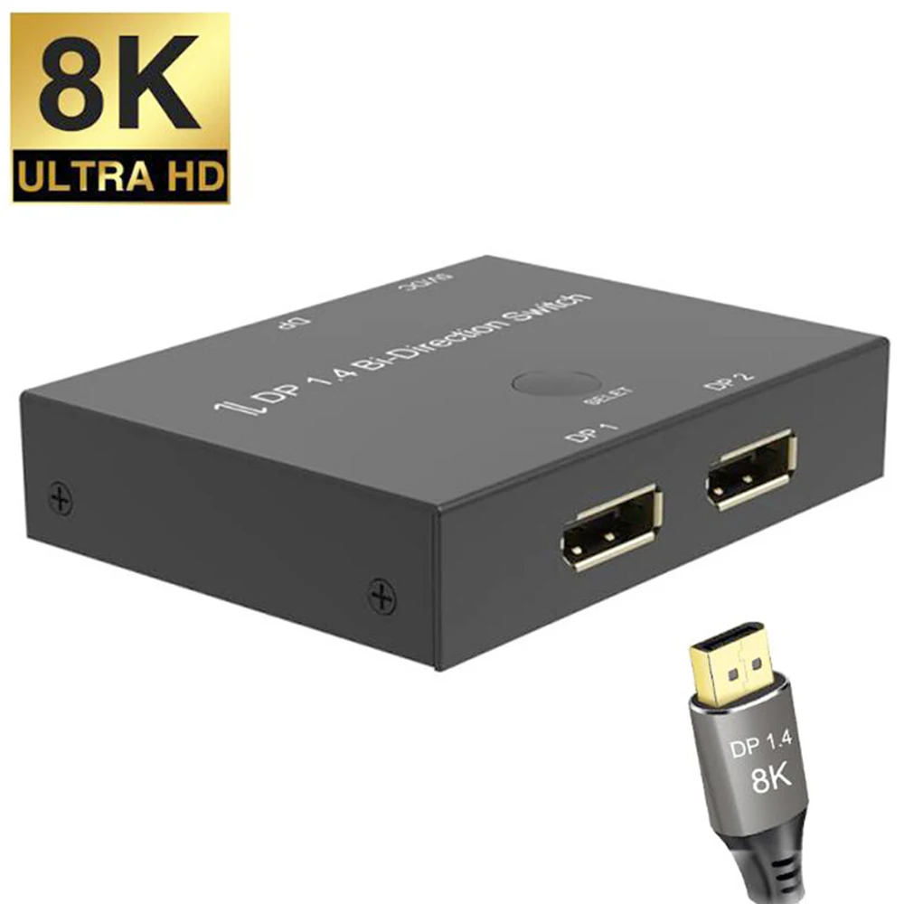 Сплиттер Swticher 8K @ 30Hz 4K 120Hz DP 1 4 Displayport 1X2 2X1 двухсторонний ручной переключатель для
