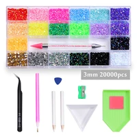 1box mixed glass crystal diamond in grids 12 20 shape and 3 5mm flatback nail art rhinestone set with 1 pick up pen