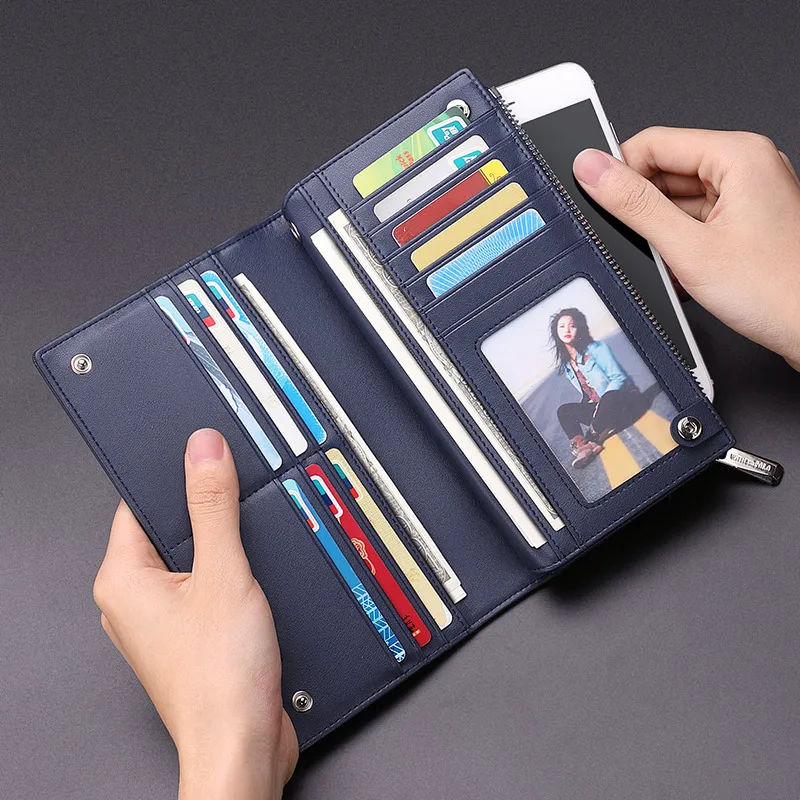 

Leather long wallet large capacity wallet bank card bag business handbag