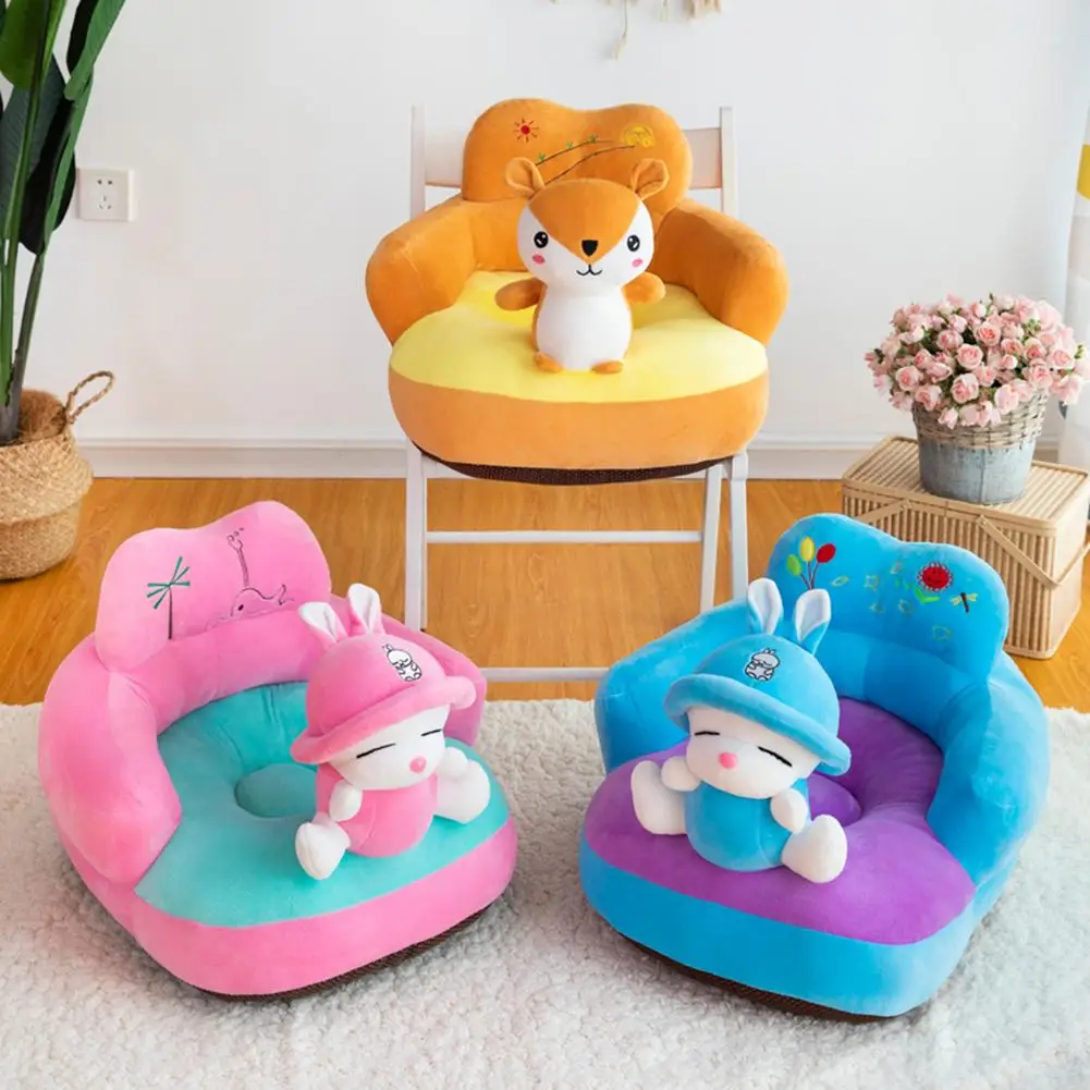 

Baby Cute Sofa Seat Cover Anti-fall Infant Learn to Sit Feeding Chair Cover Skin for Toddler Kids Plush Chair Sofa No Filler