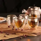Кофейная кружка для кафе, стеклянная чашка с двойными стенками, защита от ожогов, теплоизоляция, чашка для завтрака, молока, чая, посуда для напитков