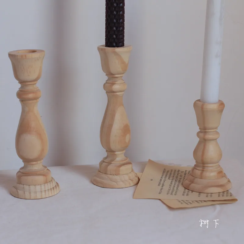 Деревянный Старинный держатель для свечей Nordic романтический подсвечник простой