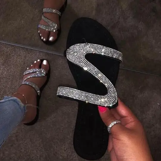 Новинка 2020 года Сезон весна-лето Женские сандалии с яркими бриллиантами