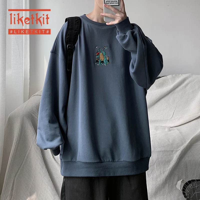 Liketkit мужские худи с круглым вырезом толстовки весна 2020 одноцветные вышивкой