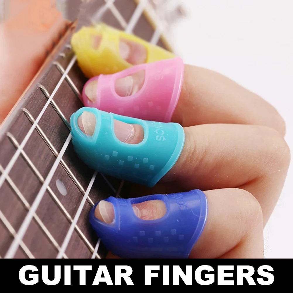

12 Pcs Thin Guitar Thumb Picks Finger Cap Protect Fingers for Splicing Line Pressing Elastic Ukulele Finger Hat ASD88