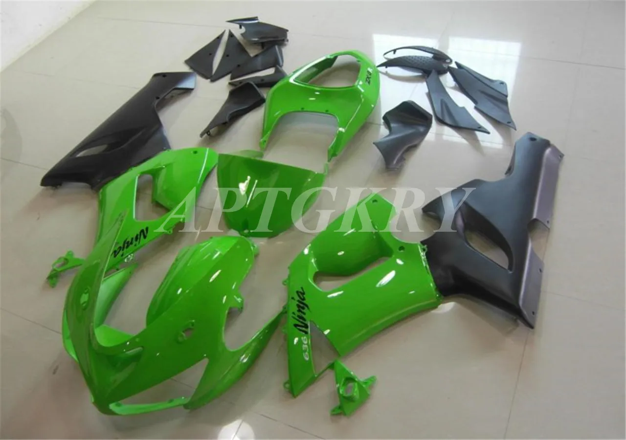 

New ABS Plastic Shell Motorcycle Fairing kit Fit For Kawasaki Ninja ZX6R 636 ZX-6R 2005 2006 05 06 Custom Green Black