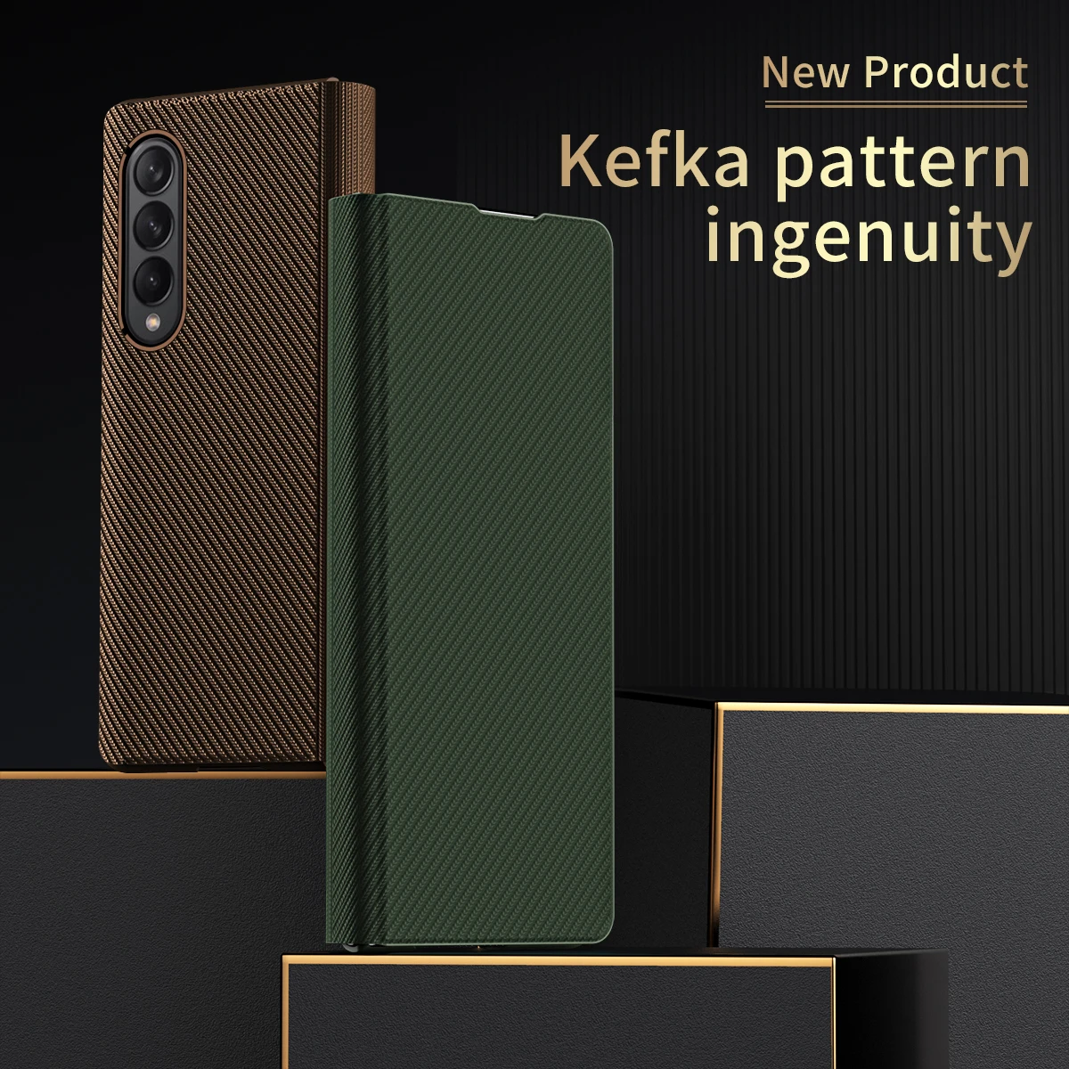

Luxur Magnetic PU Leather + PC Case Stand Cover For Samsung Galaxy Z Fold3 5G New Phone Back Skin Shell