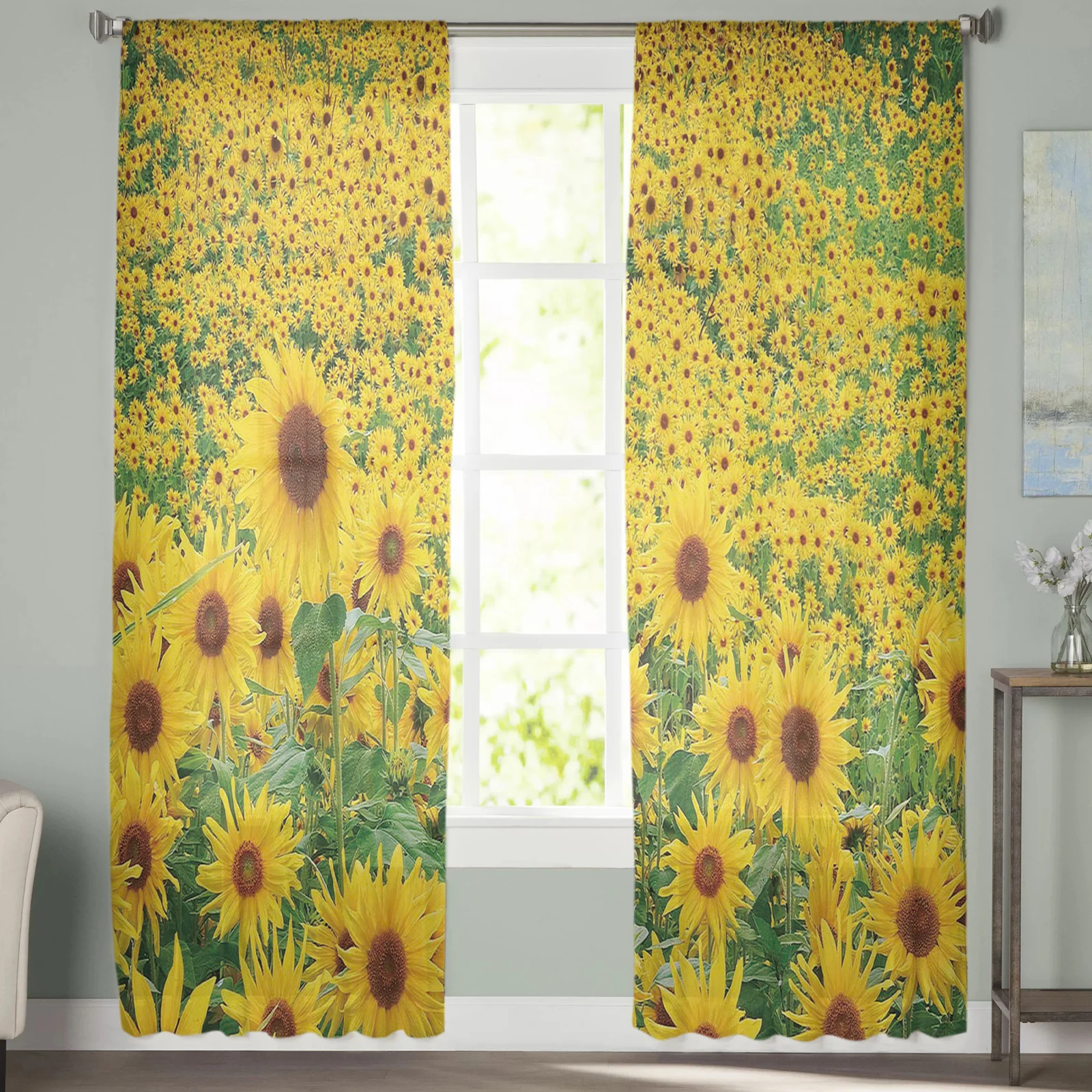Тюлевые занавески с подсолнухами для гостиной спальни декора шифоновая