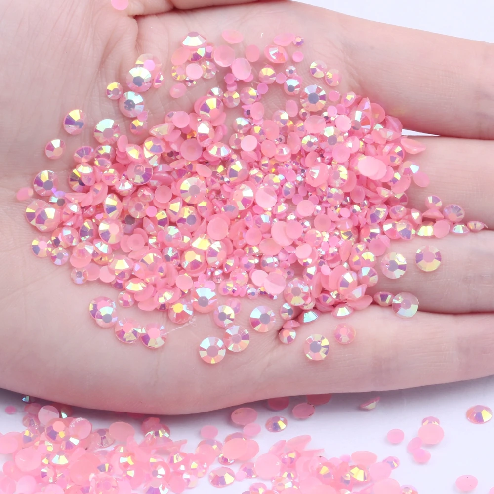 

Resin Rhinestones Pink AB Color 2mm-6mm 10000-50000pcs Round Flatback Glue On Strass Beads For Jewelry Making DIY Decorations