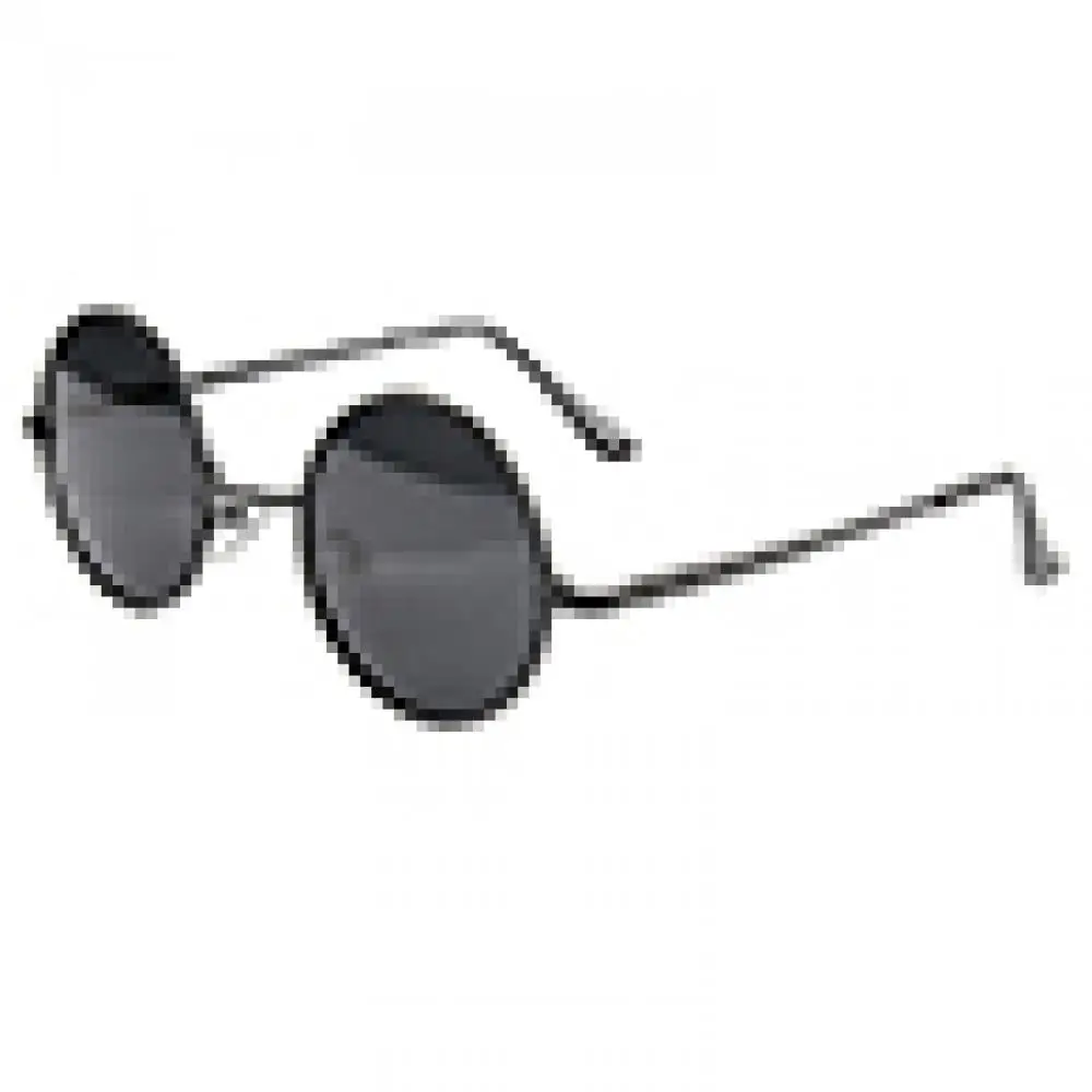 

80% HOT SALE Vintage Retro Men Women Round Metal Frame Sunglasses Black Lens Glasses Eyewear