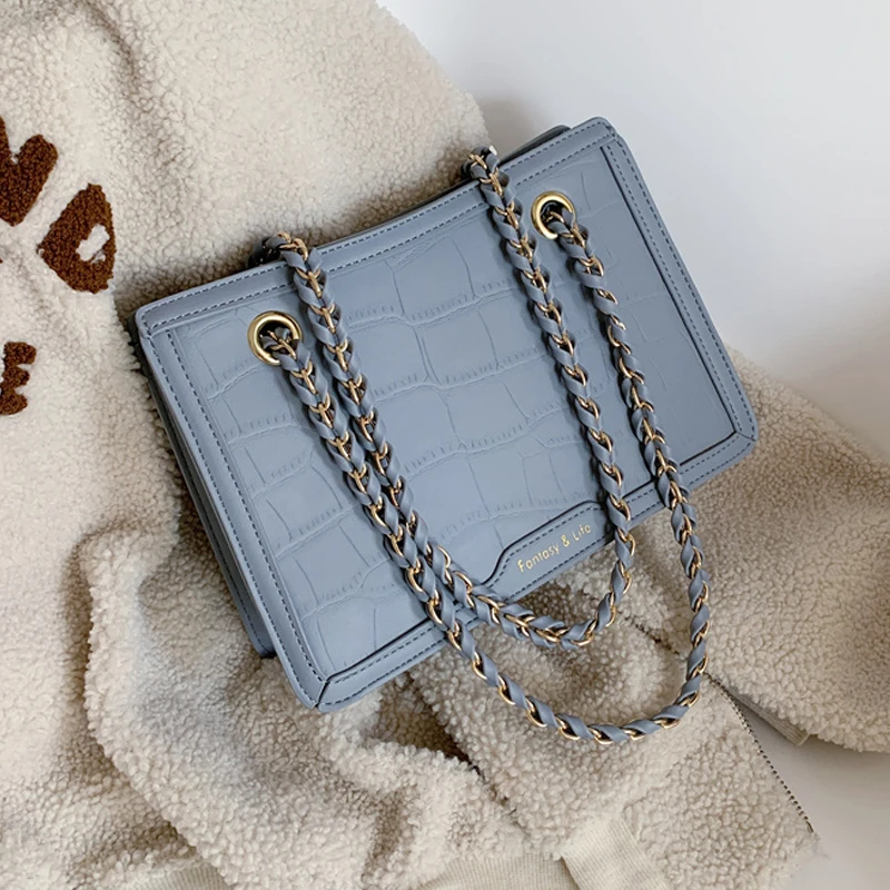 Женская кожаная сумка через плечо модная дизайнерская простая с цепочкой