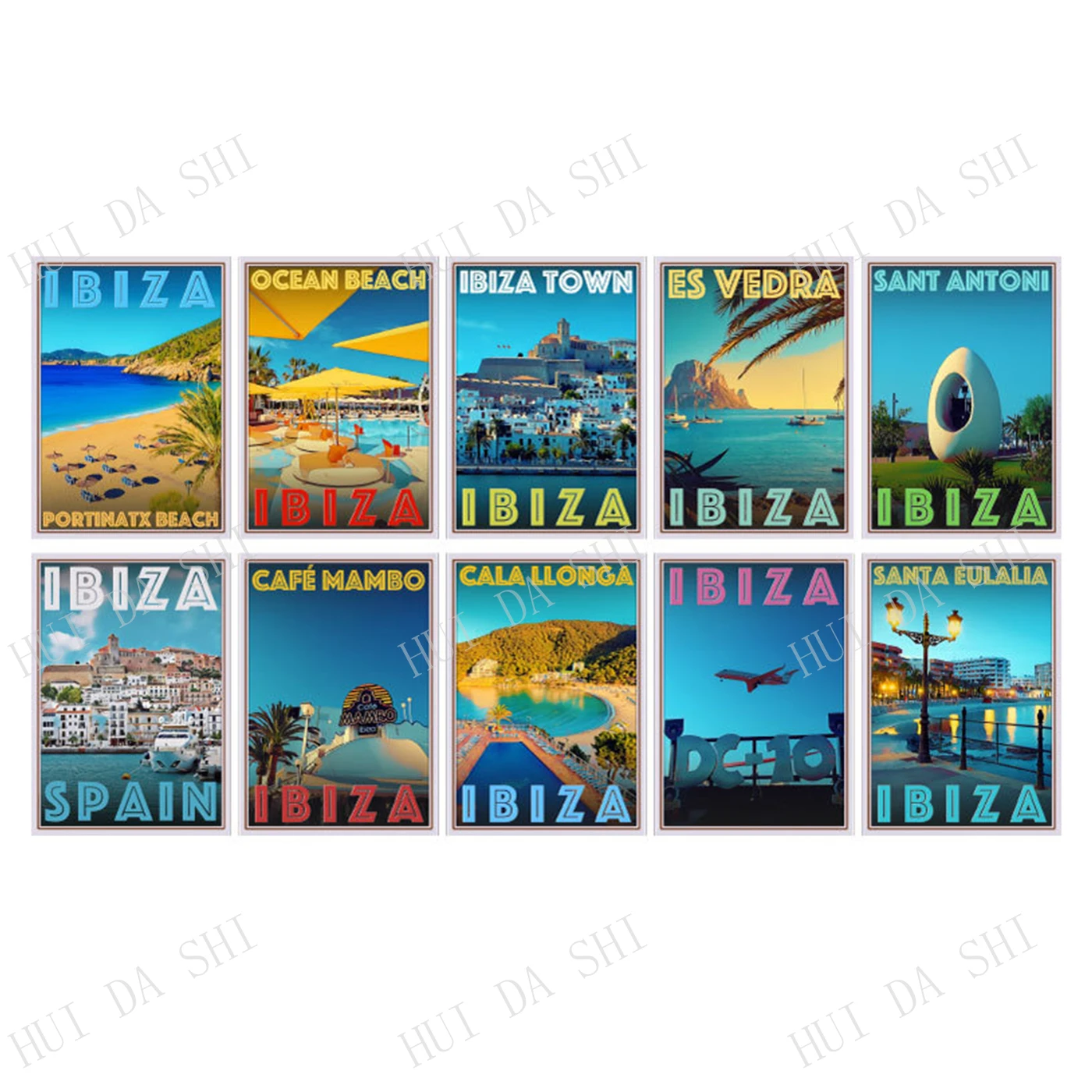 

Ibiza Spain Collection - Various Retro Vintage Style Travel Poster Prints