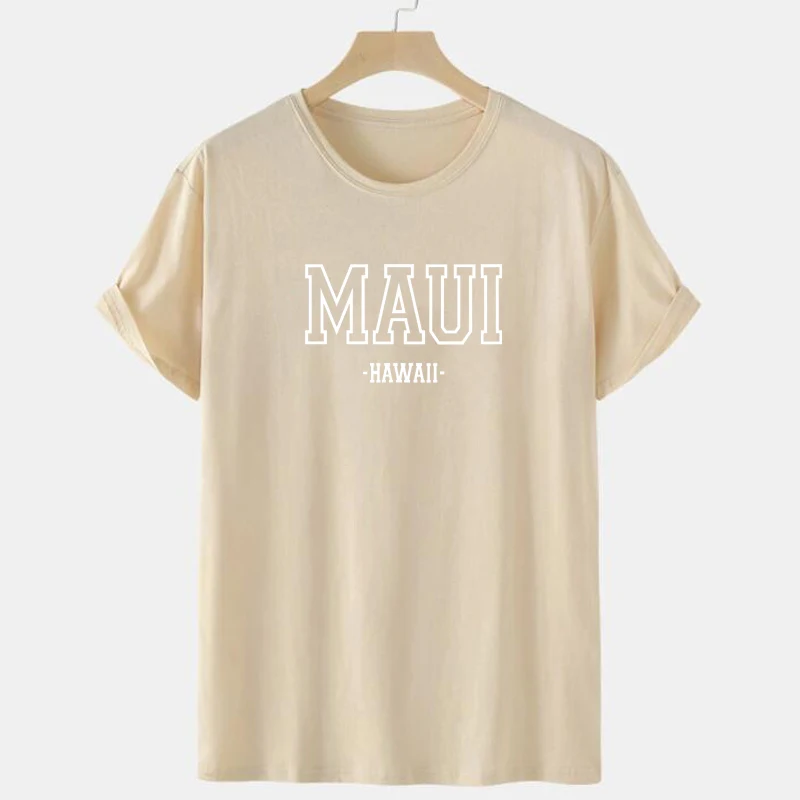 MAUI HAWAII Letter Print Retro Slogan T Shirt Vintage Aesthetic Plus Size Women's T-Shirt Summer Casual Loose Tees Female Tops