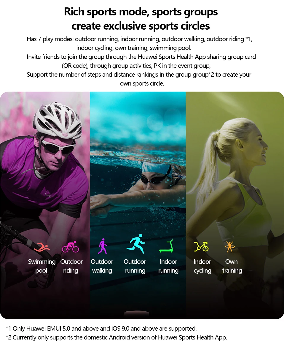 Huawei Honor Band 4/4, умный Браслет для бега, 0,95 дюймов, умный OLED, для плавания, водонепроницаемый, Bluetooth, фитнес-трекер, сенсорный экран