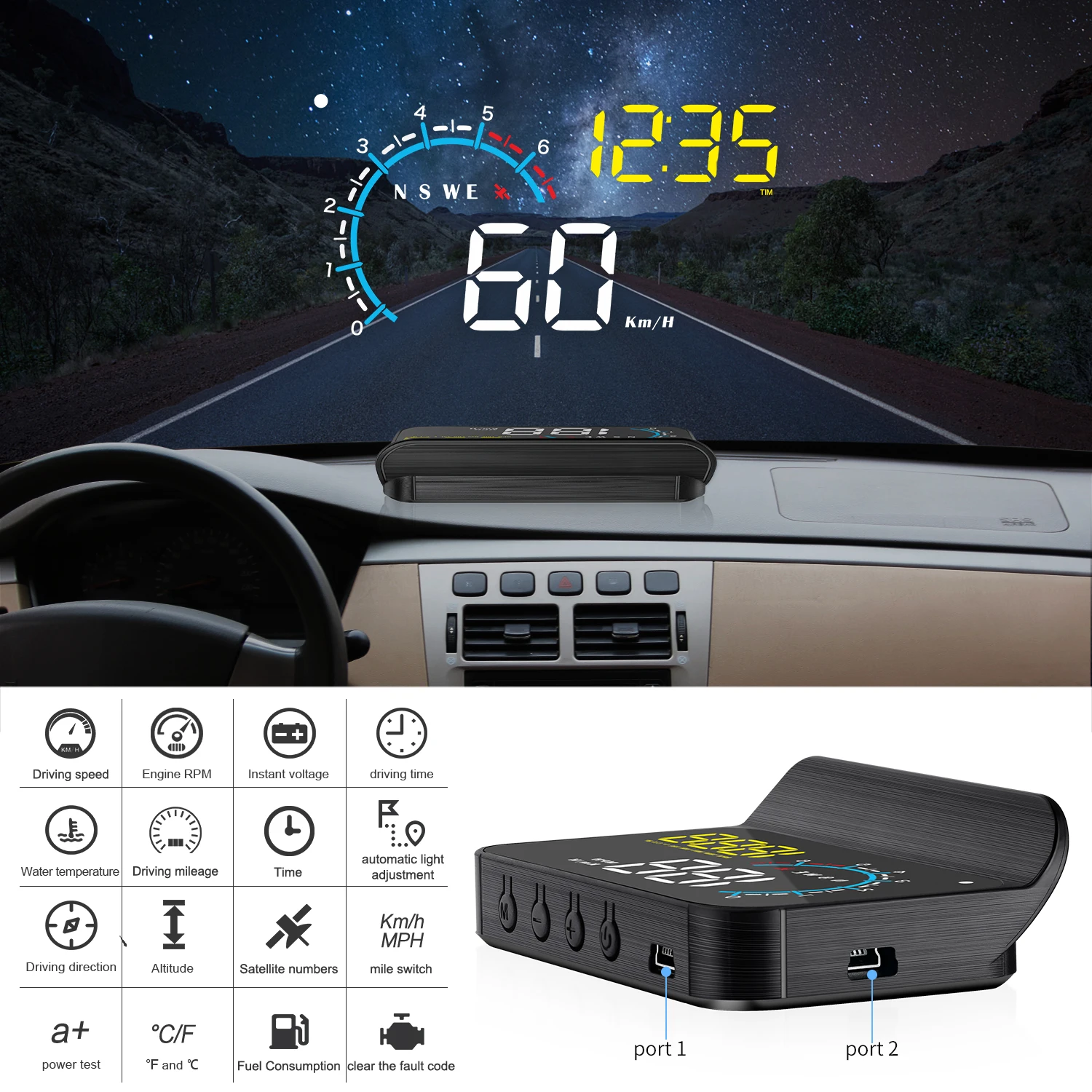 

Лучшая цена M12 новый GPS HUD Автомобильный дисплей OBD2 GPS с крышкой объектива проектор на лобовое стекло электронная система сигнализации напря...