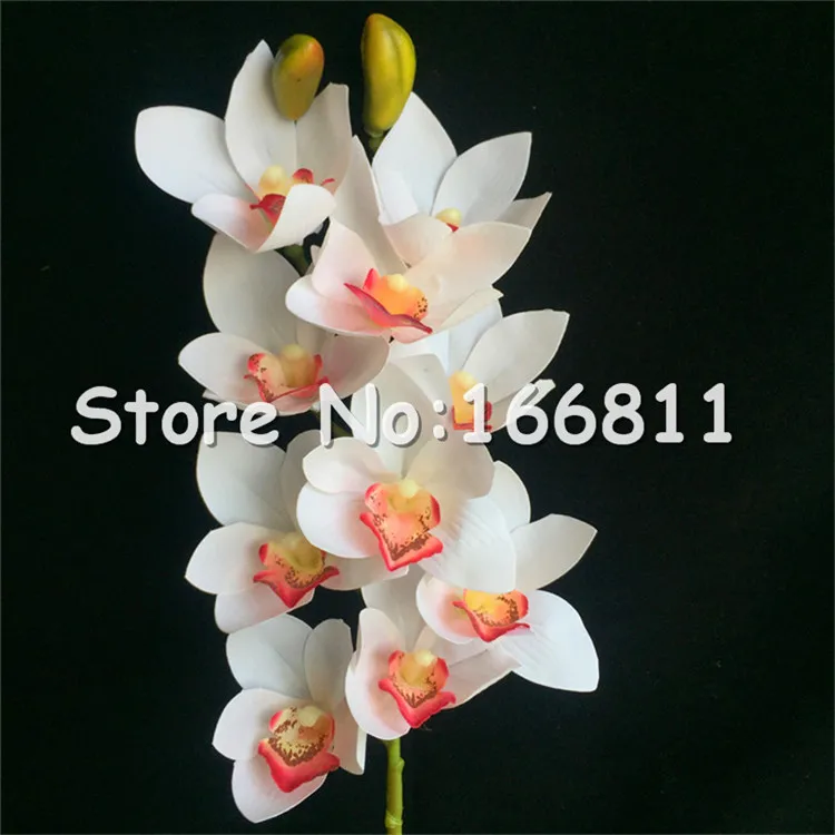 white 01 cymbidium Искусственный цветок орхидеи фаленопсис, настоящее прикосновение, латекс, высокое качество, Бабочка, Орхидея, Цимбидиум, растение, центральный силиконовый цветок - Цвет: white 01 cymbidium