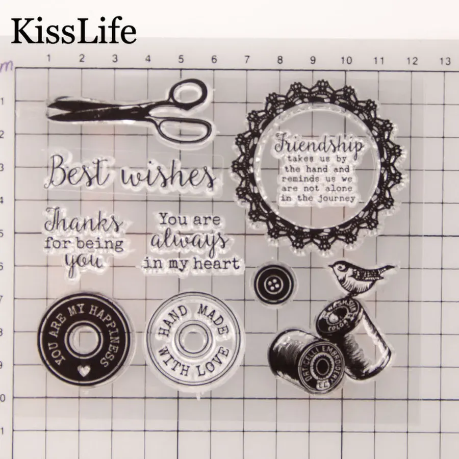 1 лист медная круглая рамка с цветами кнопки буквы резиновые штампы для