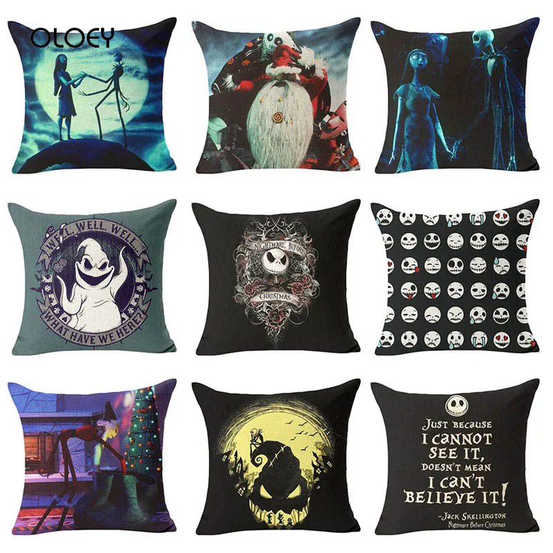 

Наволочка «Кошмар перед Рождеством», из хлопка и льна, кожаная кашемировая наволочка, украшение для дома, спальни, автомобиля, наволочки 45x45 см
