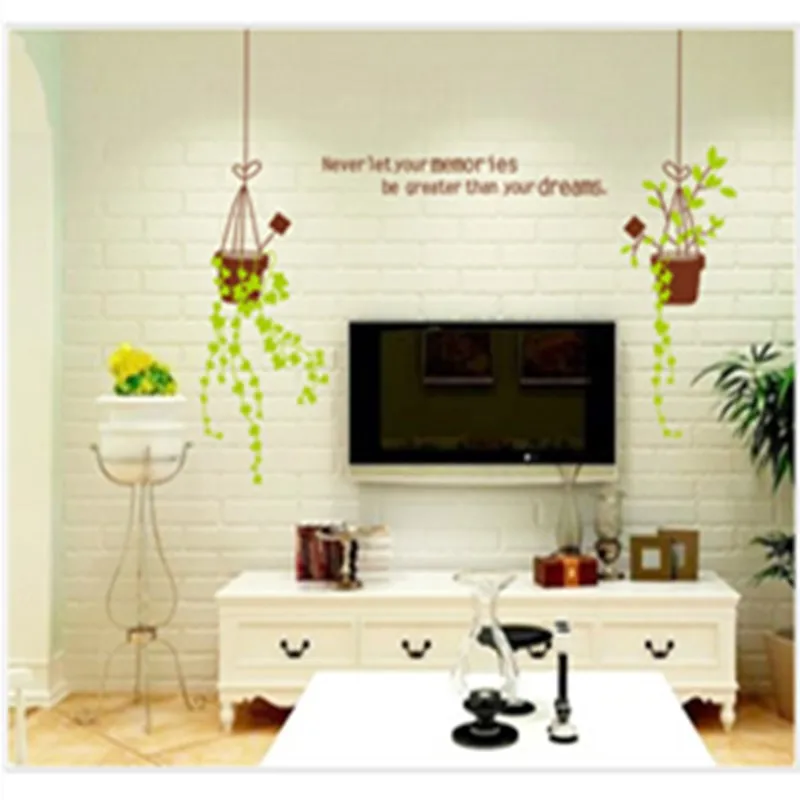 3D Home Hanging Basket Wall Stickers Living Room Sofa TV Background Paper Self-adhesive Decorative Painting Sticker |