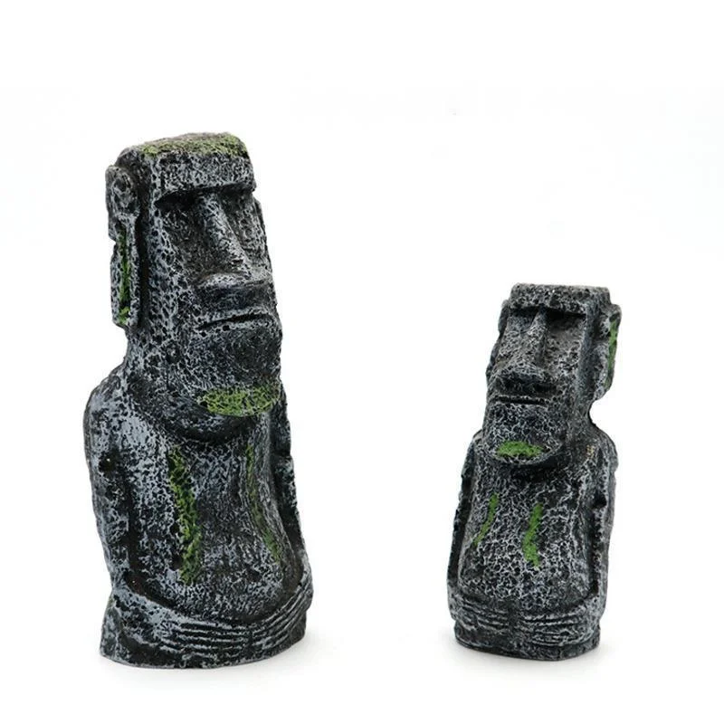 

Decorative Aquarium New Ornaments Easter Island Stone Statues Resin Landscaping Crafts Fish Tank Ornaments