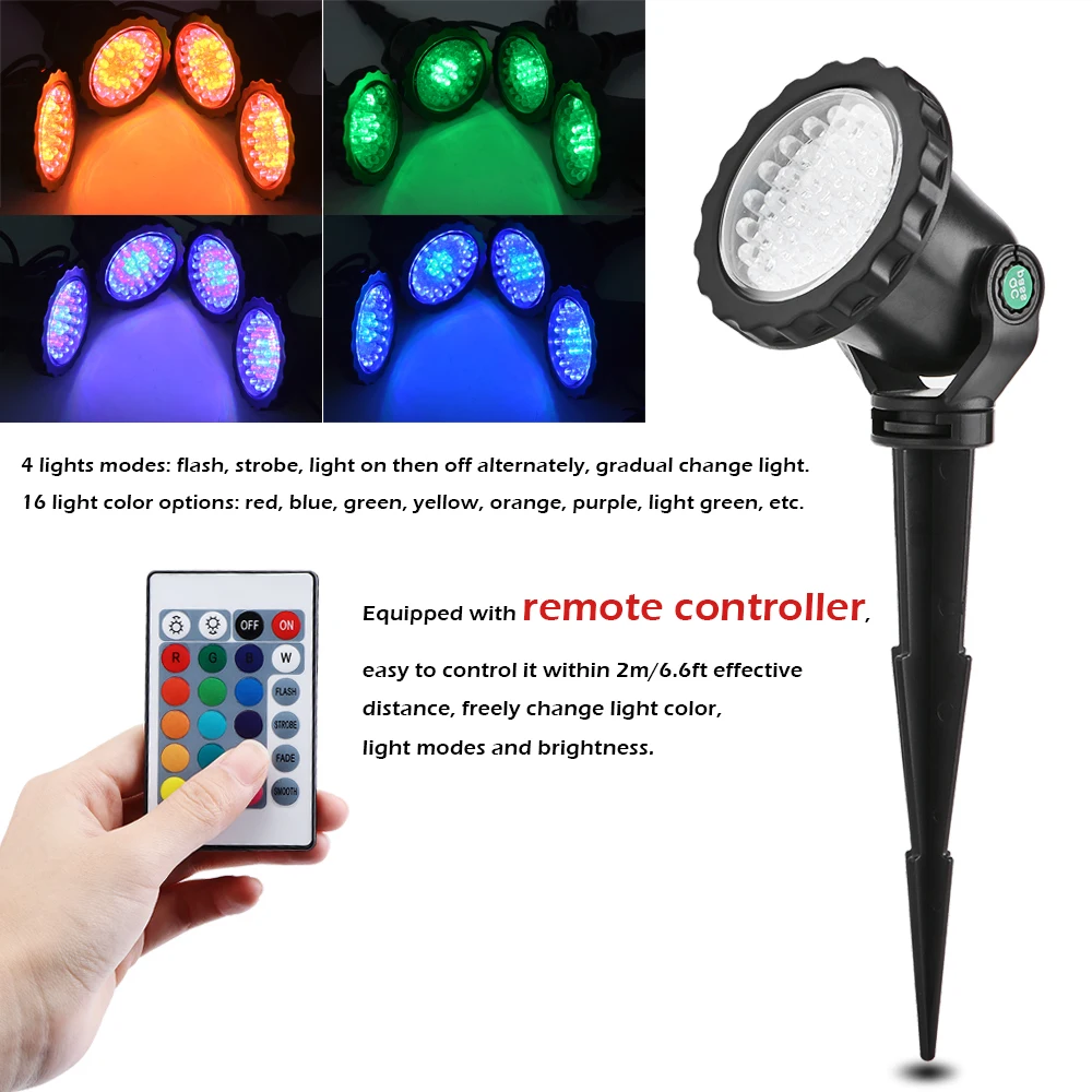 4 шт. IP68 RGB Светодиодный прожектор Прожектор Точечный светильник